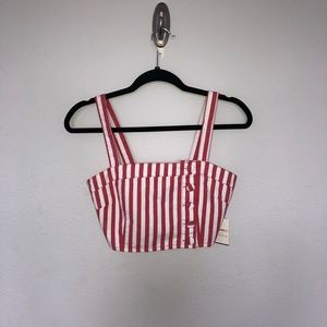 NWT red and white striped crop top